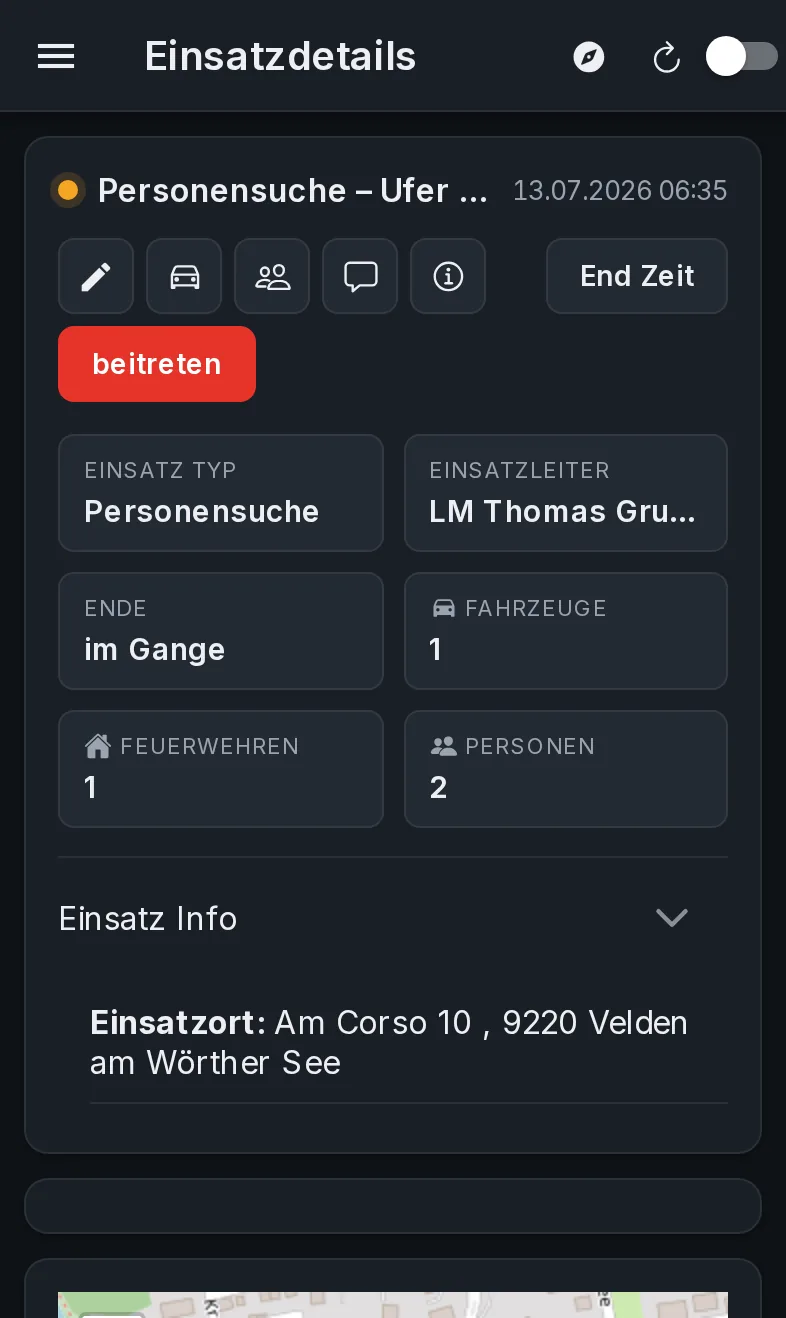 fliorix Mobile App: Personensuche mit GPS-Spuren auf der Karte